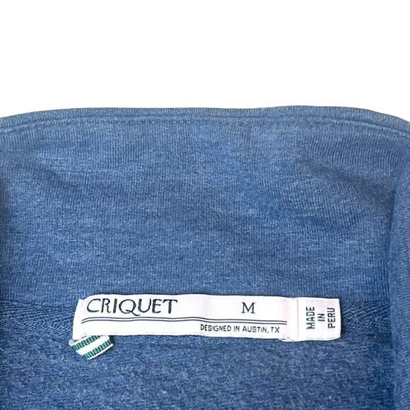 Criquet Cotton Blend 1/4 Zip Pullover Blue Embroidered Logo Pocket Men's Medium - Picture 5 of 8